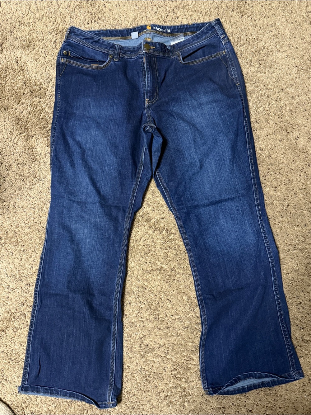 Carhartt women's Bootcut Jeans in Dark Blue Denim size 16S